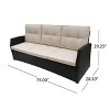 GDFStudio Nikki Outdoor Wicker 3 Seater Sofa with Tufted Cushions - 3 of 4