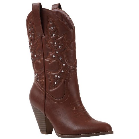 Studded western ankle fashion boots