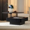 Sapphtopaz Modern Wooden Coffee Table with Sturdy Base Square Handcraft Drum Center Table Small Wood Coffee Table Home Decor for Living Room - 2 of 4