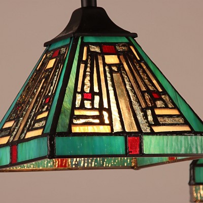 Innes Tiffany-Style Blackish Bronze Mini Chandelier with Stained Glass