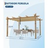 10x10 Ft Outdoor Pergola, Heavy-Duty Aluminum Pergola with with Retractable Canopy, Sun Shade Shelter for Patio Backyard, Grey Frame + Khaki Canopy - 2 of 4