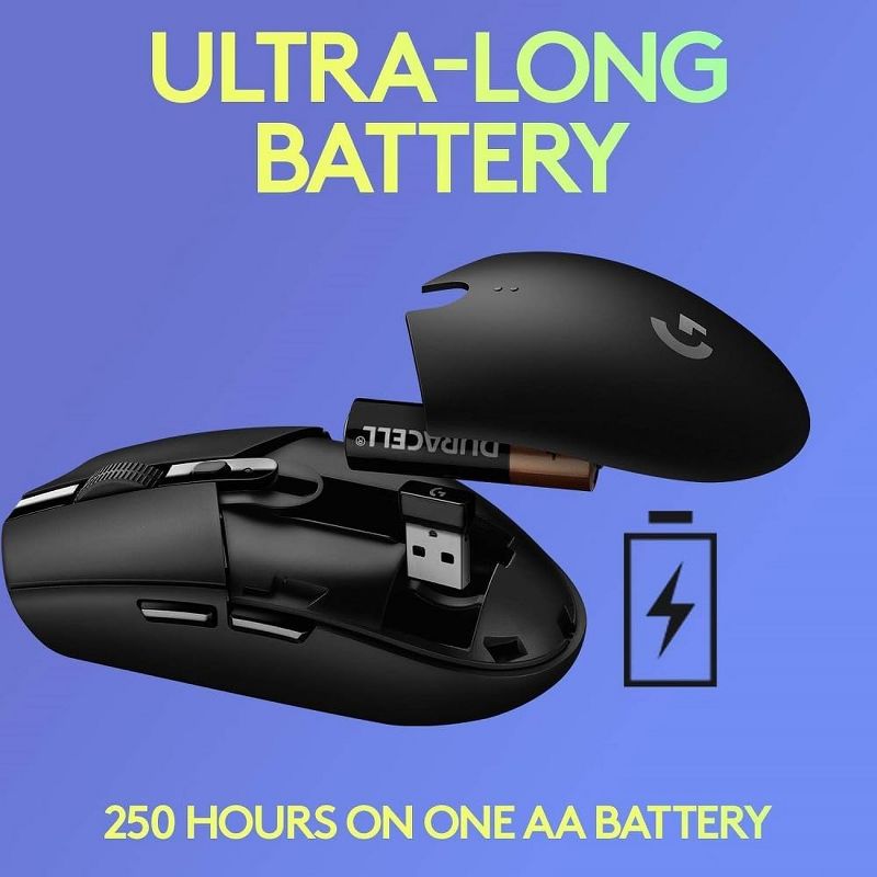 Logitech G305 LIGHTSPEED Wireless Gaming Mouse, HERO Sensor, 6 Programmable Buttons, 12000 DPI, 250 Hour Life, USB Receiver, 6 of 10