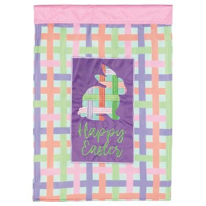 Magnolia Garden Happy Easter Woven Bunny 13 x 18 Inch Polyester Garden Flag - 1 of 2
