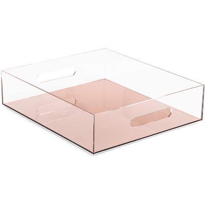 Juvale Rose Gold Foil Acrylic Letter Paper Tray Organizer for Office Desk (10.5 x 12 x 3 in)