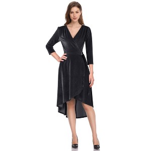 Women's Velvet V-Neck Formal Cocktail Party Dress - 1 of 4