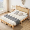 Rattan Full Size Bed Frame, Natural Rattan Headboard, with LED Lights, Under Bed Storage and Wooden Legs Support, Noise-Free, No Box Spring Needed - 2 of 4