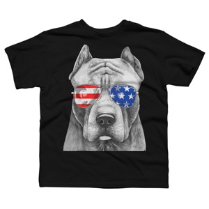 Boy's Design By Humans American Pitbull With Sunglasses By T-Shirt - 1 of 2