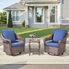 Buenhomino 3PCS Patio Furniture Set with Swivel Chairs, All Weather Brown Wicker Bistro Set Outdoor Swivel Rocker Set of 2 with Side Table - 2 of 4