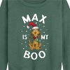 Women's - Dr. Seuss - The Grinch Max Is My Boo Lightweight French Terry Wide Neck Long Sleeve Shirt - 2 of 4