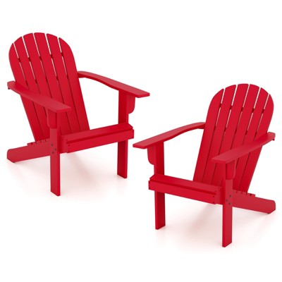 Tangkula 2PCS Patio Adirondack Chair w/ Inclined Seat High Backrest & Wide Armrests