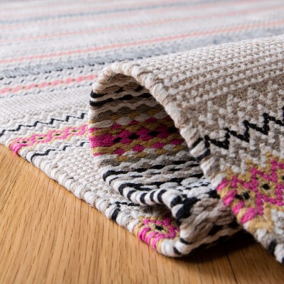 Handwoven Pink and Beige Cotton Runner Rug, 2'3" x 8'