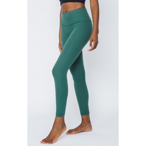 Yogalicious High Rise Squat Proof Criss Cross Ankle Leggings - Trekking  Green - X Small