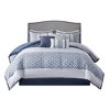7 Piece Jacquard Comforter Set Navy King - 2 of 4