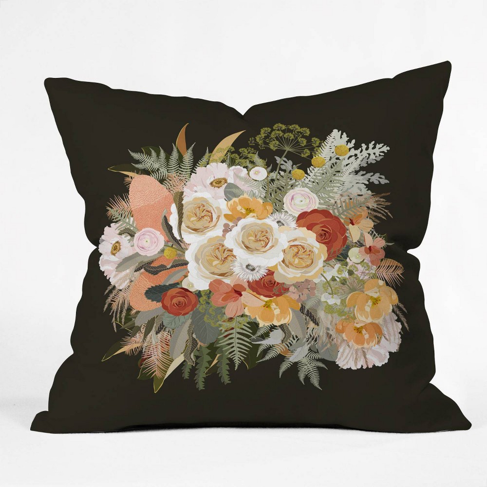 Photos - Pillow Iveta Abolina Damaris Night Square Throw  Black - Deny Designs: Shabby Chic, Removable Cover, Indoor Decor