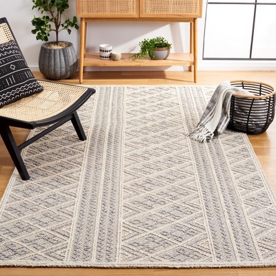 Gray and Beige Hand-Tufted Wool Rectangular Area Rug 4' x 6'