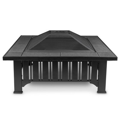 Gray Wood-Burning Free-Standing Square Fire Pit