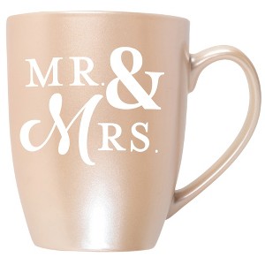Elanze Designs Mr & Mrs Precious Pearl 10 ounce New Bone China Coffee Cup Mug - 1 of 4