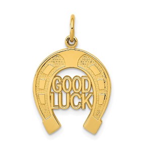 Black Bow Jewelry 14k Yellow Gold Good Luck Horseshoe Charm or Pendant, 15mm (9/16 inch) - 1 of 4