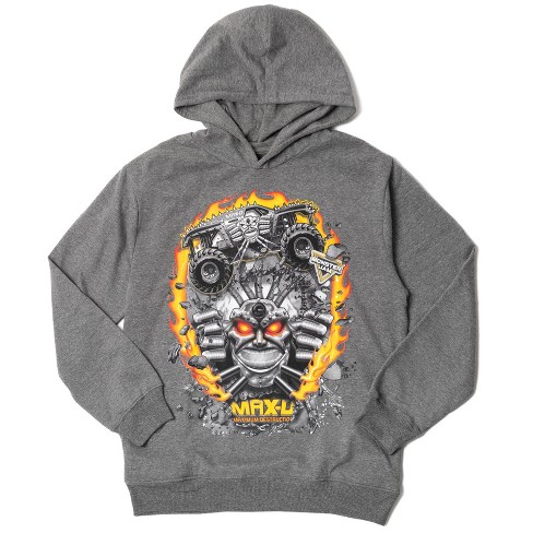 Monster Jam Maximum Destruction Mens Fleece Hoodie Grey XX Large