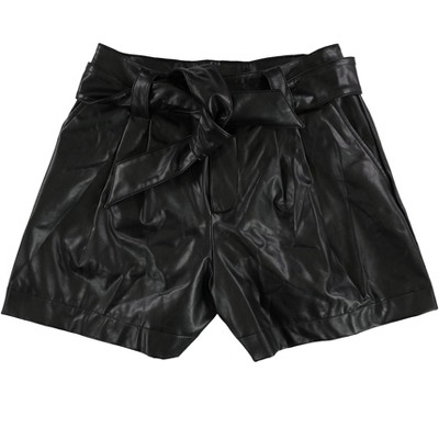 GUESS Womens Mariah Tied Faux Leather Casual Mini Shorts
