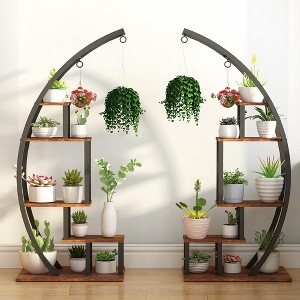 5 Tier Large Plant Stand Indoor, Half Moon Plant Shelf Ladder Flower Pot Stand Rack - 1 of 4