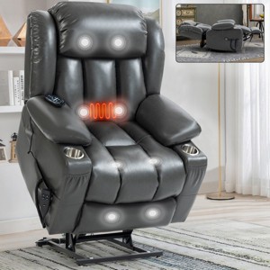 Coolbibila Power Lift Recliner Chair,Dual Motor Infinite Position With Vibration Massage And Lumbar Heating,180°Flat Electric Recliner - 1 of 4
