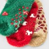 Kid's Christmas 3pk Cozy Crew Socks with Grippers - 2-5 - 3 of 4