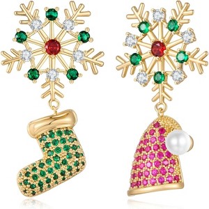 Festive Christmas Earring Set - Playful Hat, Tree & Snowflake Designs for Holiday Cheer - 1 of 4