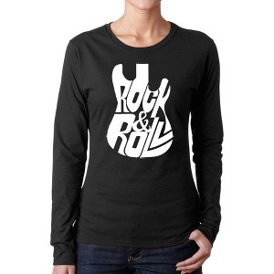 LA Pop Art Rock And Roll Guitar - Women's Word Art Long Sleeve T-Shirt - 1 of 4