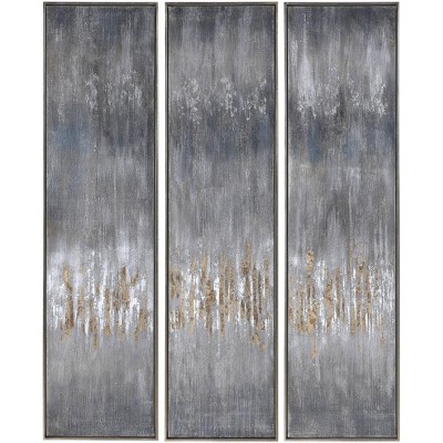 Uttermost Gray Showers 61" High 3-Piece Framed Canvas Wall Art Set