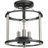 Progress Lighting, Squire Collection, 3-Light Semi-Flush Lantern, Black Finish, Clear Glass Shade - 2 of 4