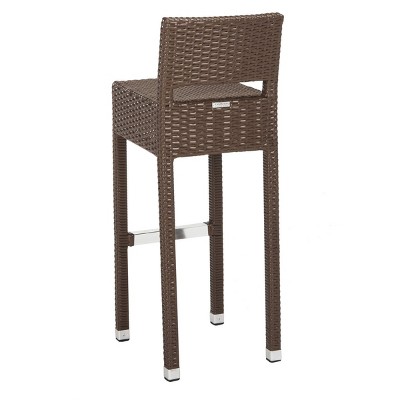 Landry Brown Rattan and Aluminum Bar Stool