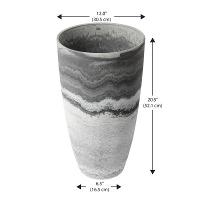 Acerra Gray and White Composite Outdoor Vase Planter