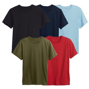 Action Thread Boy's Short Sleeve Crew Neck Premium Soft Cotton Blend T Shirt -5 Pack - 1 of 3