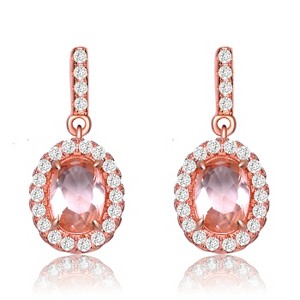 Guili Rosy Spark Delicate Champagne CZ Earrings with Rose Gold overlay, created to radiate cozy elegance with timeless feminine allure - 1 of 3