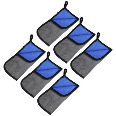 Unique Bargains Extra Large 500 GSM Microfibre Car Drying Towel 9.84"x9.84" Gray Blue 6 Pcs