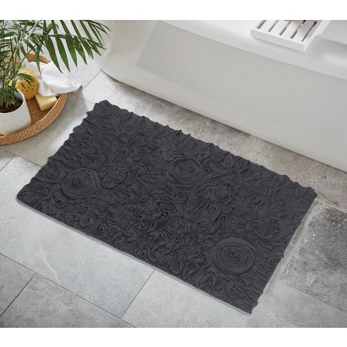 Home Weavers Inc Allure Collection Gray Cotton 5-Piece Bath Rug Set, Dark Grey