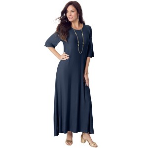 Roaman's Women's Plus Size High Low Jersey Maxi Dress - 1 of 4