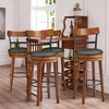 Costway Set of 2/4 BarStool 30.5'' Swivel Pub Height Dining Chair with Rubber Wood Legs - 2 of 4