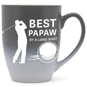 Elanze Designs Best Papaw By A Long Shot Two Toned Ombre Matte Grey and White 12 ounce Ceramic Stoneware Coffee Cup Mug - 1 of 4