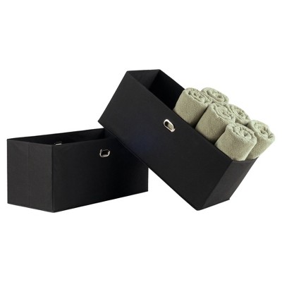 Black Transitional Fabric Open Top Storage Baskets, Set of 2