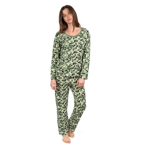 Leveret Womens Two Piece Cotton Loose Fit Pajamas Camouflage S