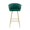 26 Inch Set of 2 Bar Stools,with Chrome Footrest and Base Velvet + Golden Leg Simple Bar Stool - 4 of 4