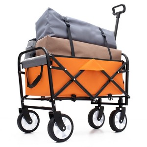 Collapsible Foldable Wagon Cart with strapping system Beach Wagon, Utility Cart for Camping Supports 225lbs - 1 of 4