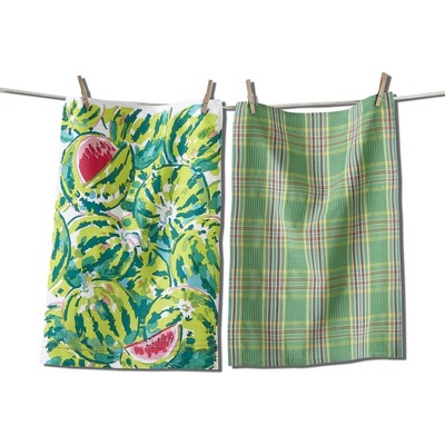 tagltd Watermelon Flour Sack Dishtowel Set Of 2 Dish Cloth For Drying Dishes And Cooking