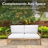 Sunnydaze Bodie Acacia Wood Outdoor Patio Loveseat with Bone White Cushions - 62" W - 3 of 4