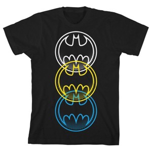 Batman Triple Logo Black T-shirt Toddler Boy to Youth Boy - 1 of 1