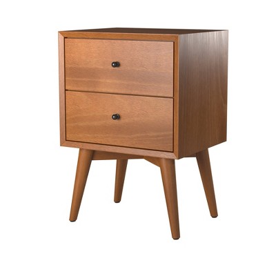 Flynn Acorn Brown Mahogany 2-Drawer Nightstand, 18"W x 15"D x 26"H