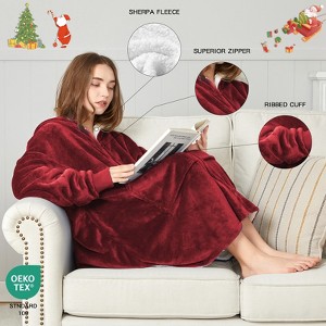 Inhand Oversized Wearable Blanket Hoodie, Long Hooded Blanket for Girls, Cozy Flannel Sweatshirt Blanket with Giant Pocket and Zipper - 1 of 4