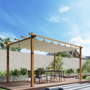 10x10/10x13 Ft Aluminum Pergola with Retractable Canopy - Outdoor Metal Pergola, Patio Sun Shade Shelter for Backyard, Garden, Deck, Grape Trellis - 1 of 4